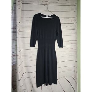 TSE 3/4 Black Dress 100% Cashmere Medium